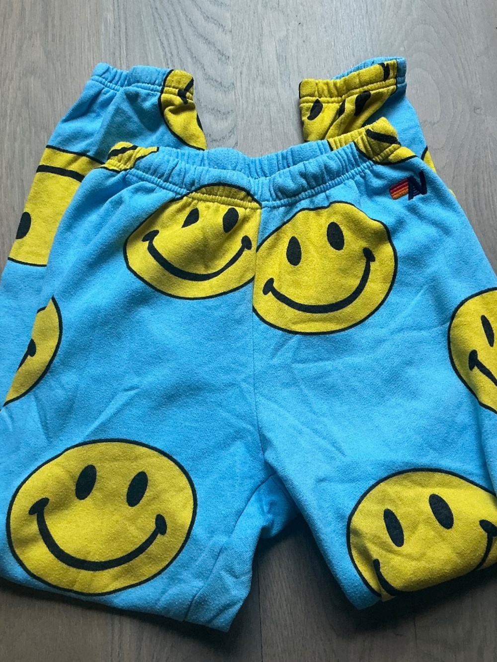 aviator nation blue smiley face sweatpants